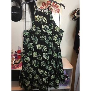 halter palm leaves dress